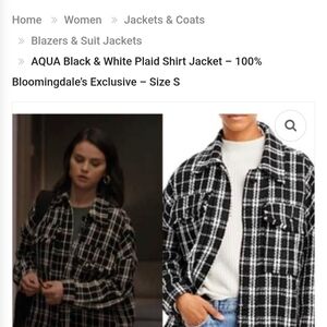 Aqua Black White Checkered Plaid Shacket Shirt Jacket S Oversized Shabby Chic